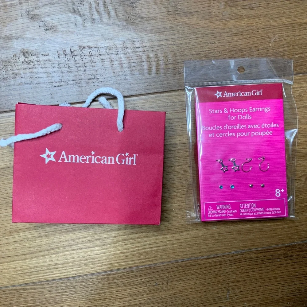 American Girl Stars & Hoops Earrings for Dolls and Mini Shopping Bag